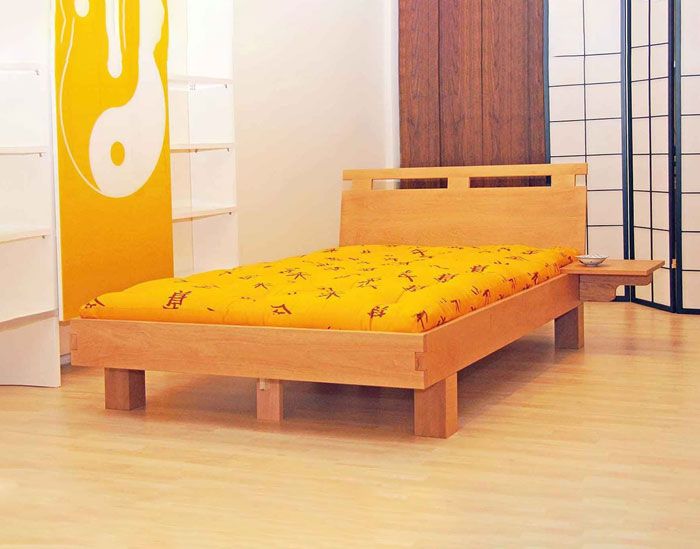 Bettrahmen Emoji; Buchenholz; mit Rückenlehne|Futonbett Emoji; Buchenholz; mit Rückenlehne